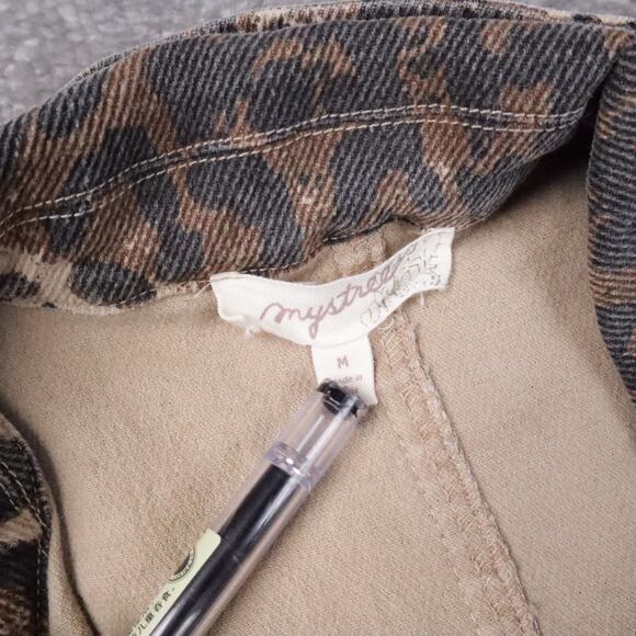 Womens Mystree Leopard Print Medium Multicolor Cropped Long Sleeve Jacket - Picture 5 of 9